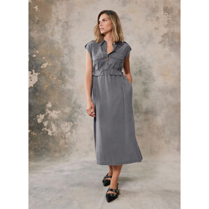 Mint Velvet Grey Utility Midi Shirt Dress